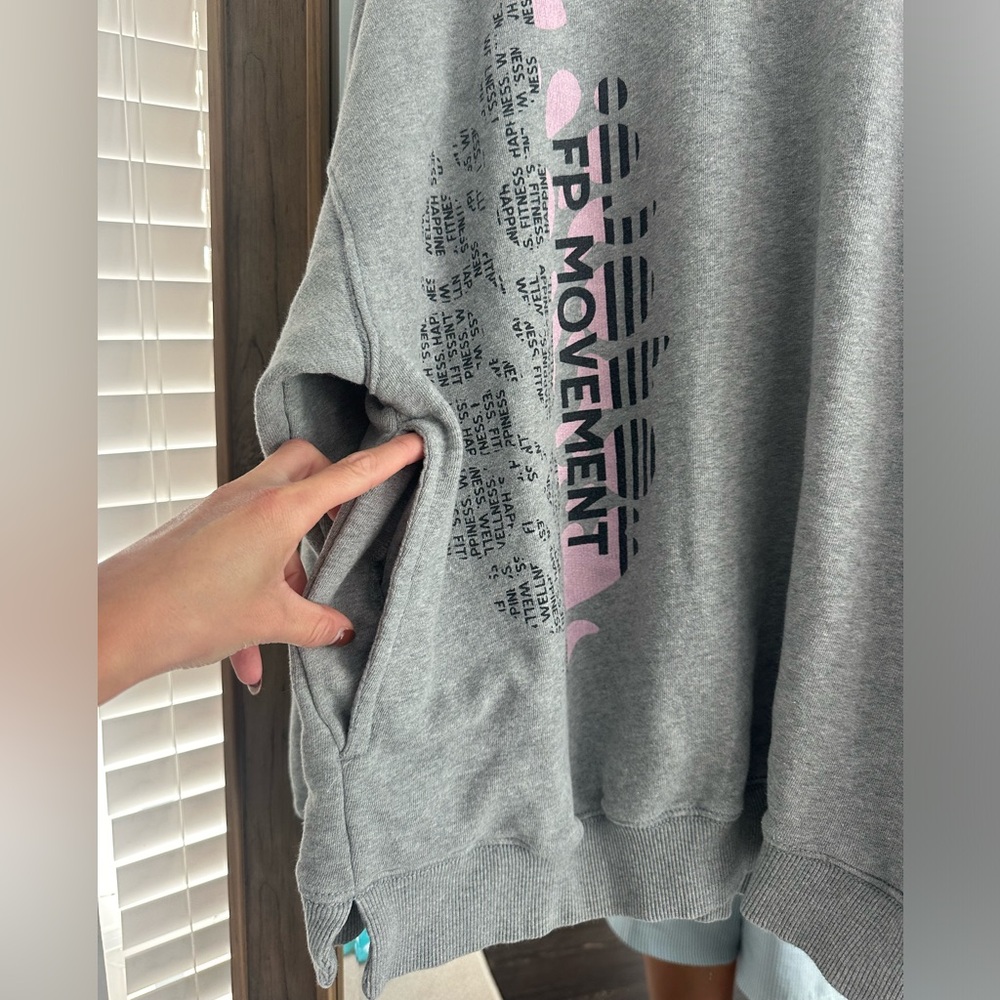 FP Movement by Free People Gray Sweatshirt with Pink and White Accents - Picture 4 of 5